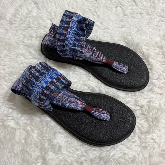 Sanuk Black and Blue Yoga Slingback Sandals Size 5 - Picture 6 of 6